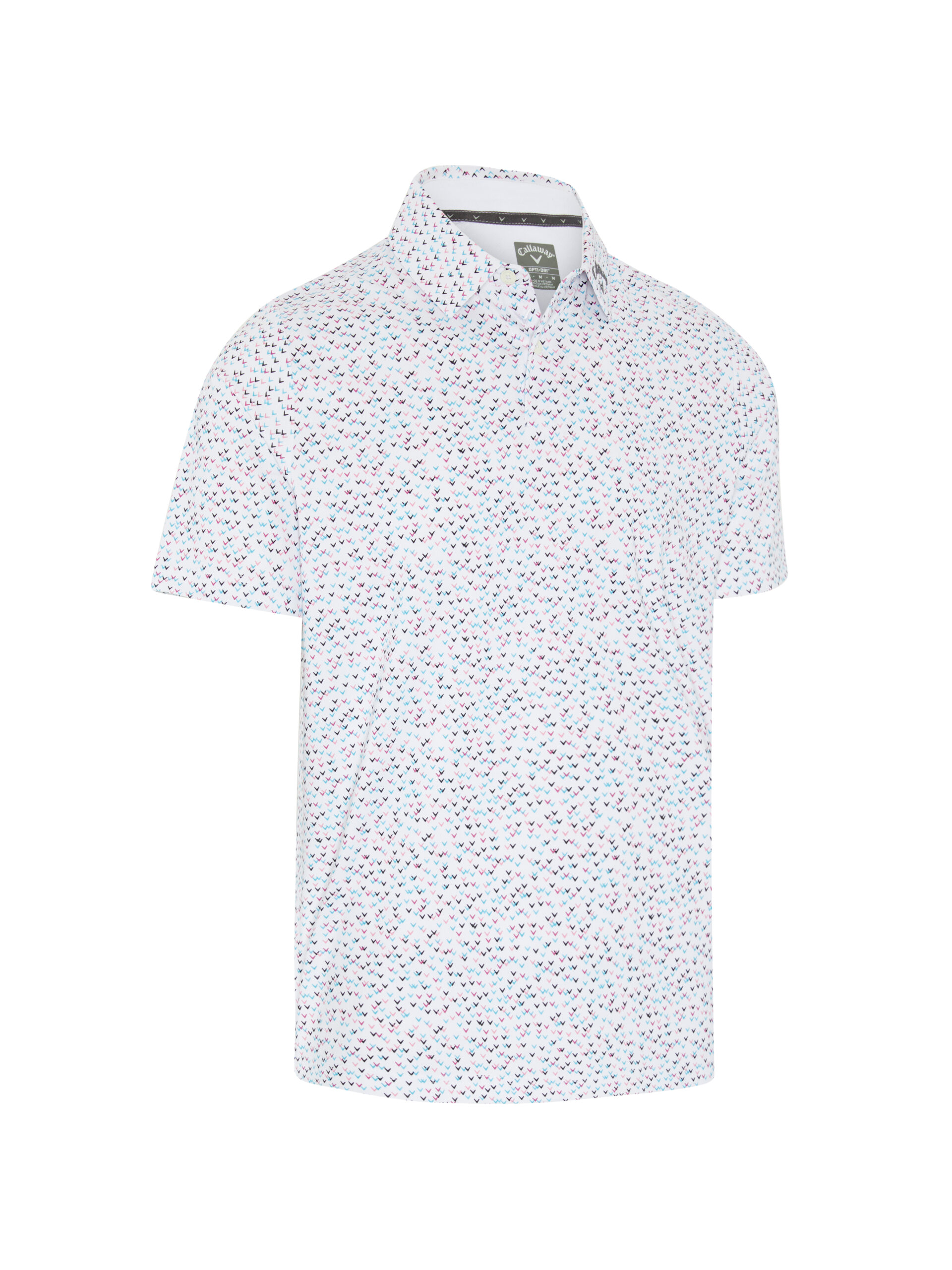 Callaway All-Over Chev Confetti Print pánské golfové triko, bílé, vel. XL