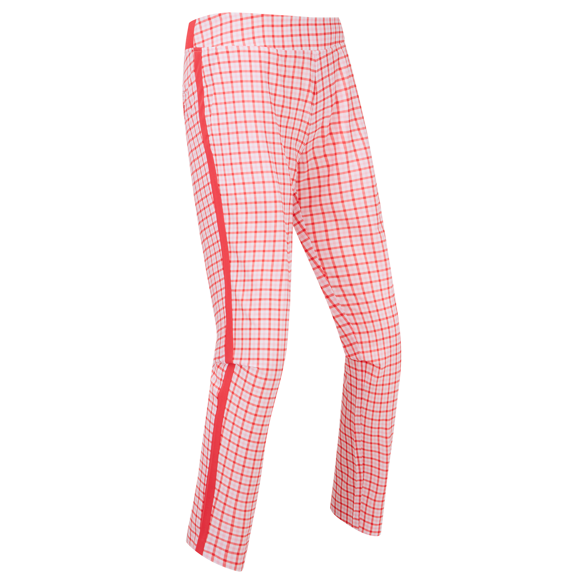 FootJoy Gingham Lightweight Cropped dámské golfové kalhoty, červené/růžové