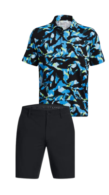 Under Armour pánský letní golfový outfit, černo-modrý/černý