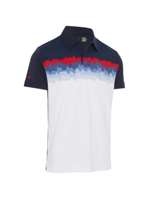 Callaway Skyline Block Print pánské golfové triko, tmavě modré/bílé