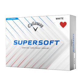 Callaway Supersoft 25 golfové míče - bílé s potiskem SRDCE 12 ks